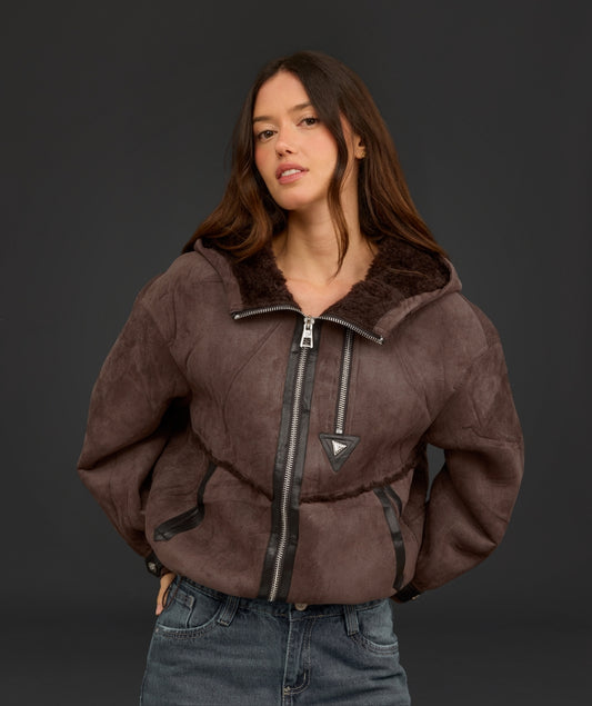 CHAQUETA DAMA GAMUZA CAFÉ