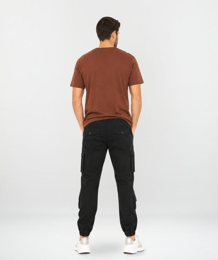 PANTALON CARGO DRIL RESORTE BOZ NEGRO