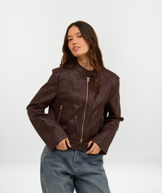CHAQUETA DAMA CUERINA VINOTINTO