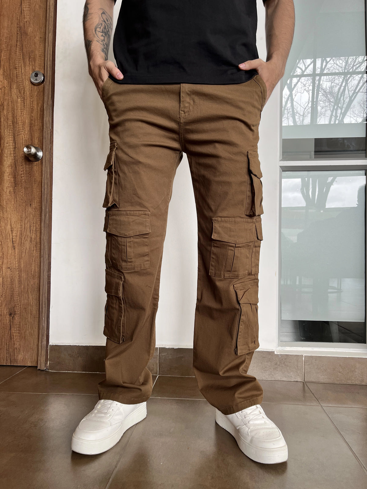 HOMBRE JEAN EDDY BOTA RECTA MAXI CARGO LICRADO DRIL