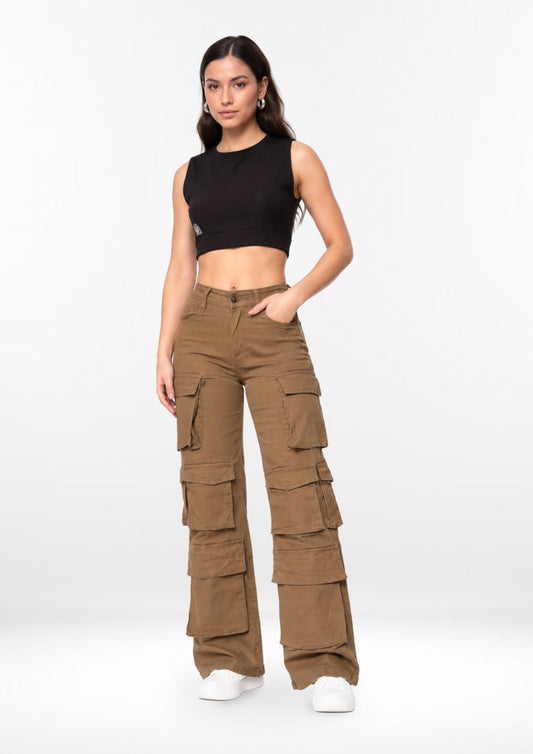JEAN WIDE ELIT LEG MAXI CARGO LICRADO DRIL
