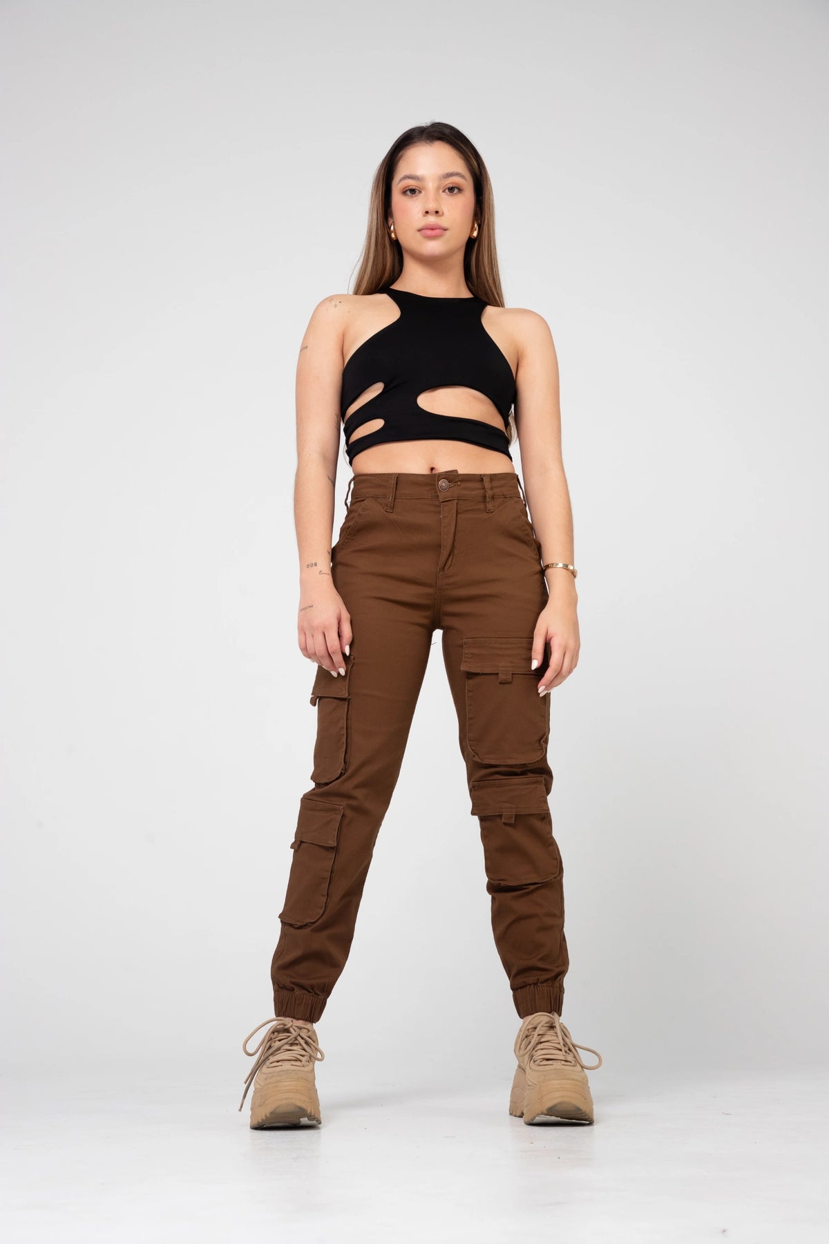 JEAN MOM MAXI ELISA CARGO ELASTICO BOTA LICRADO DRIL