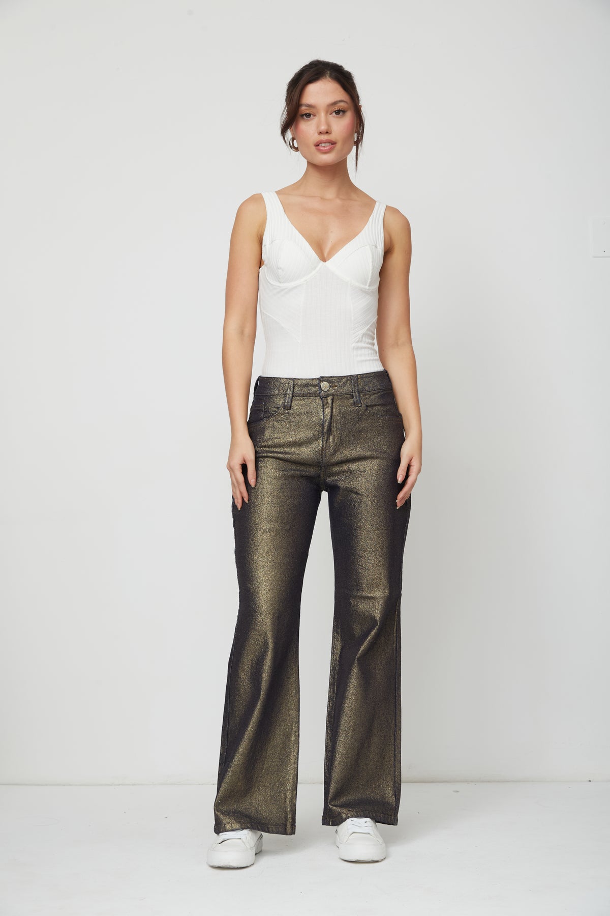 JEAN MOM FLARE MEPH DENIM METALIZADO