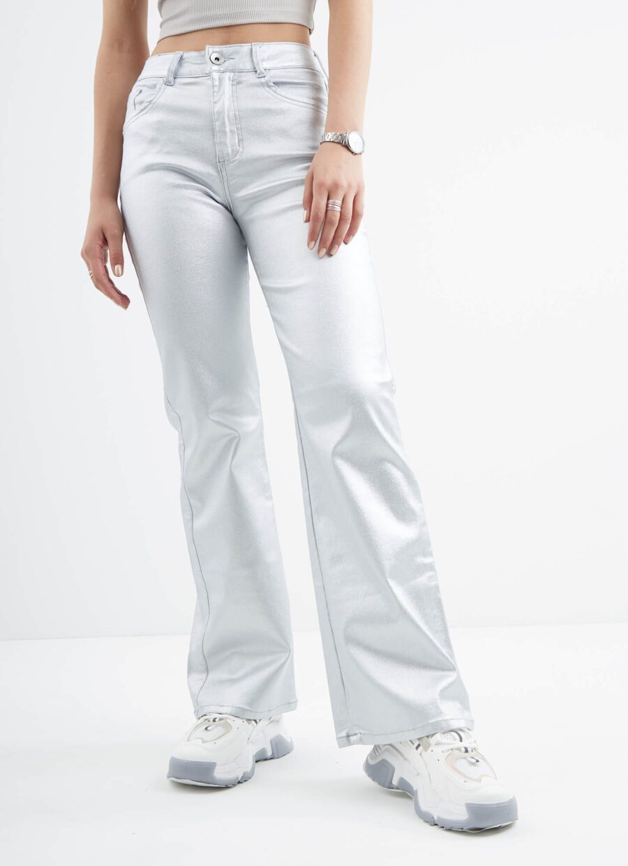 Jean Metalizado Mom Fit Semi Flare Ref. Yigui - Imagen 3