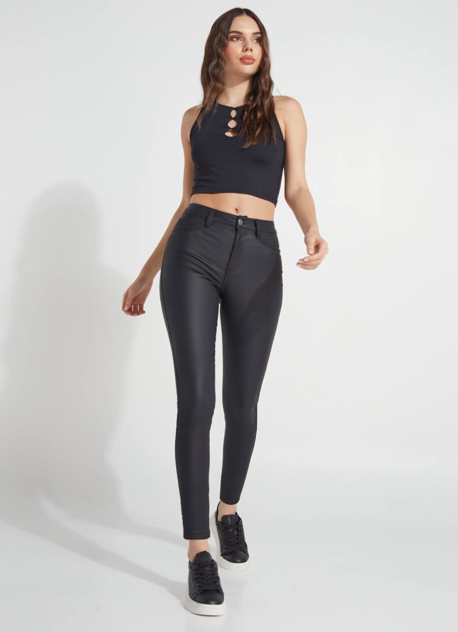 Pantalón Skinny Cuerina Negro Ref. Nyra