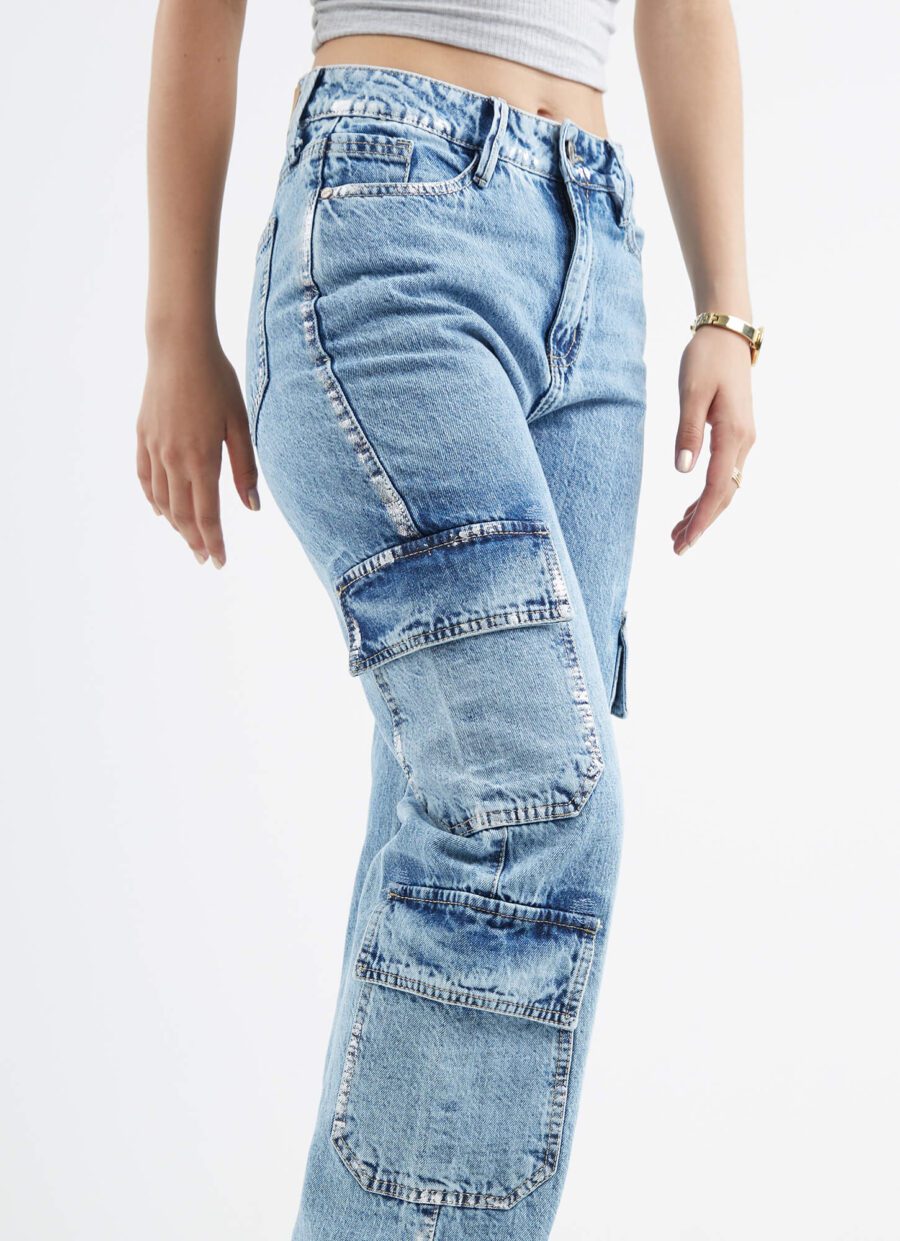 Jean Momflare Diseño Metalizado Cargo Ref. Bury - Imagen 6