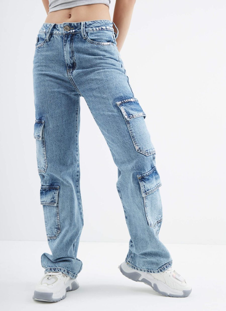 Jean Momflare Diseño Metalizado Cargo Ref. Bury