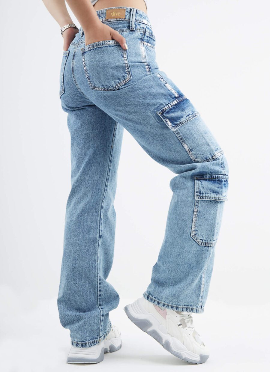 Jean Momflare Diseño Metalizado Cargo Ref. Bury - Imagen 4