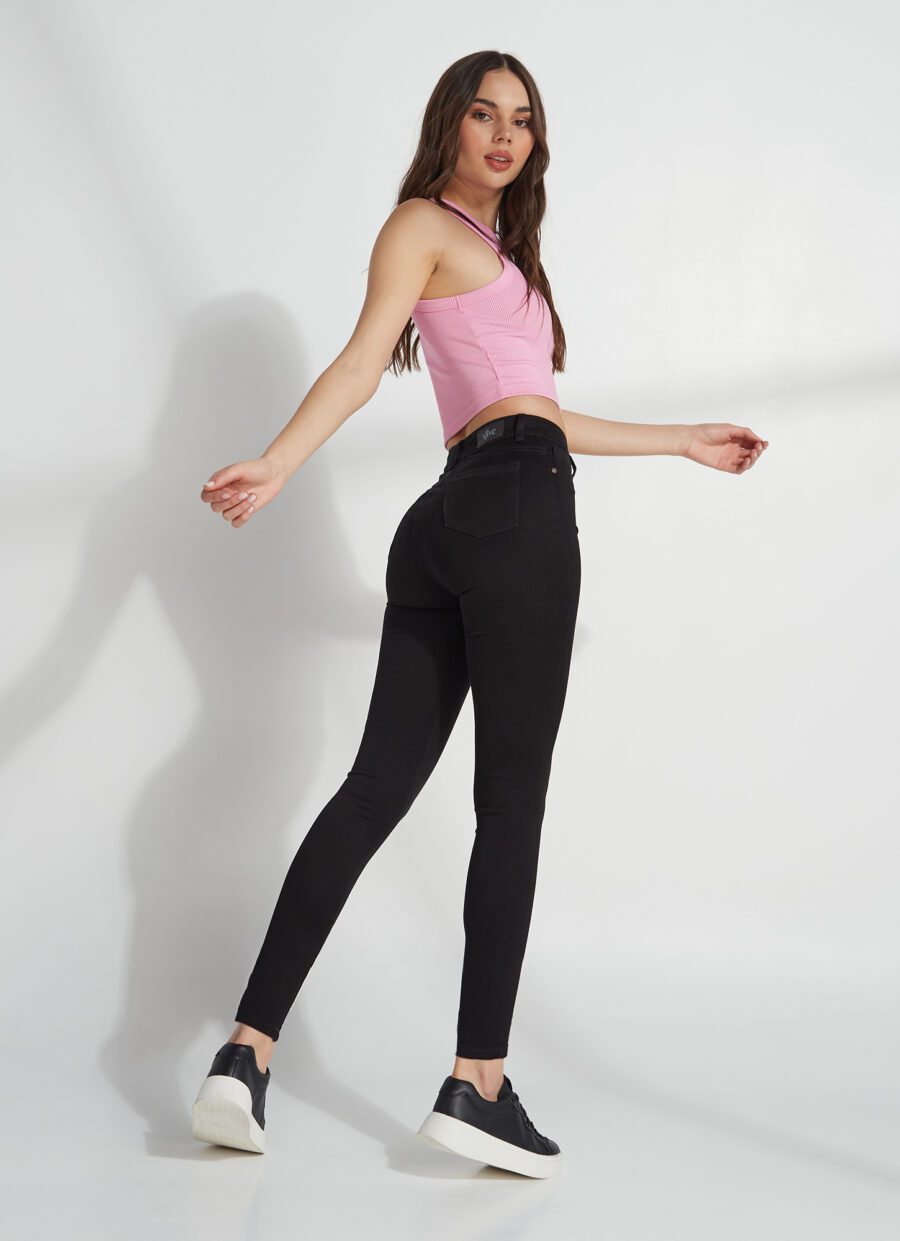 Jean Skinny Negro Tiro Semi Alto Licrado Ref. Megan - Imagen 2