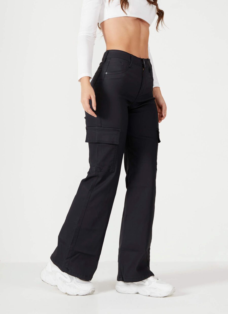 Semi Flare Cargo Cuerina Negro Ref. Ceres - Imagen 2