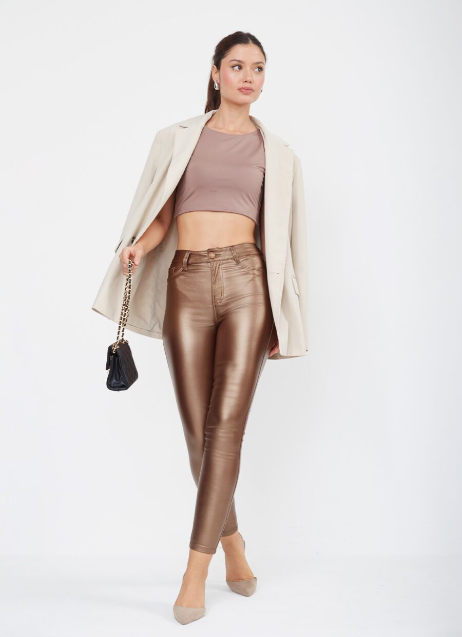 Pantalón Skinny Cuerina Café Clr Ref. Later