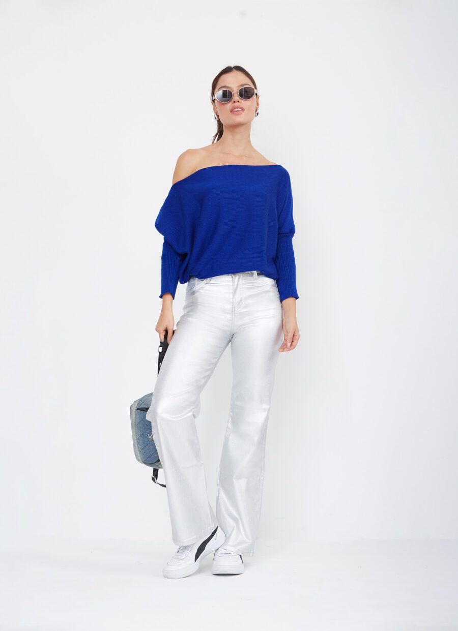 Pantalón Momfit Semi Flare Plateado Ref. Adru - Imagen 4