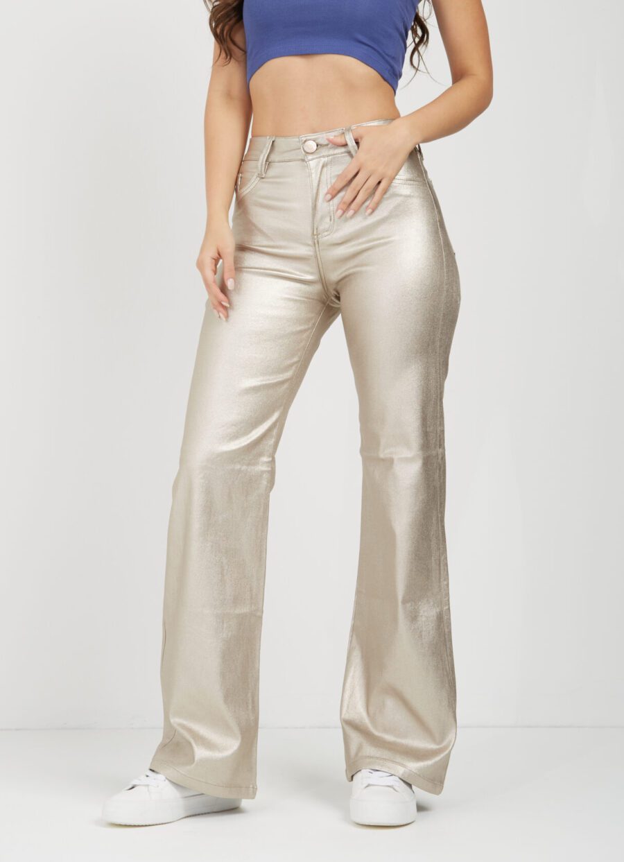 Pantalón Momfit Semi Flare Dorado Ref. Adru - Imagen 6