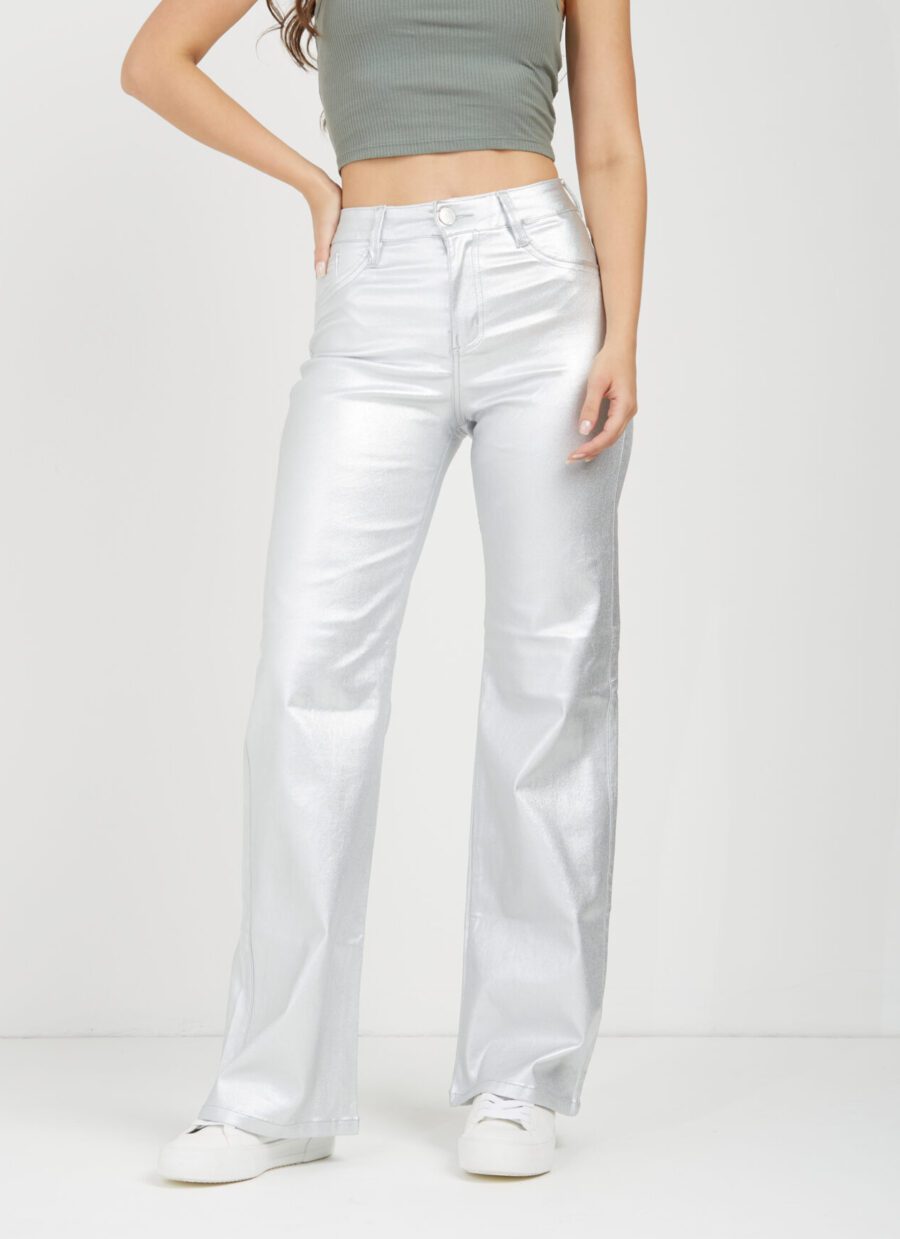 Pantalón Momfit Semi Flare Plateado Ref. Adru - Imagen 9