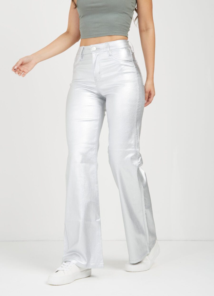 Pantalón Momfit Semi Flare Plateado Ref. Adru - Imagen 7