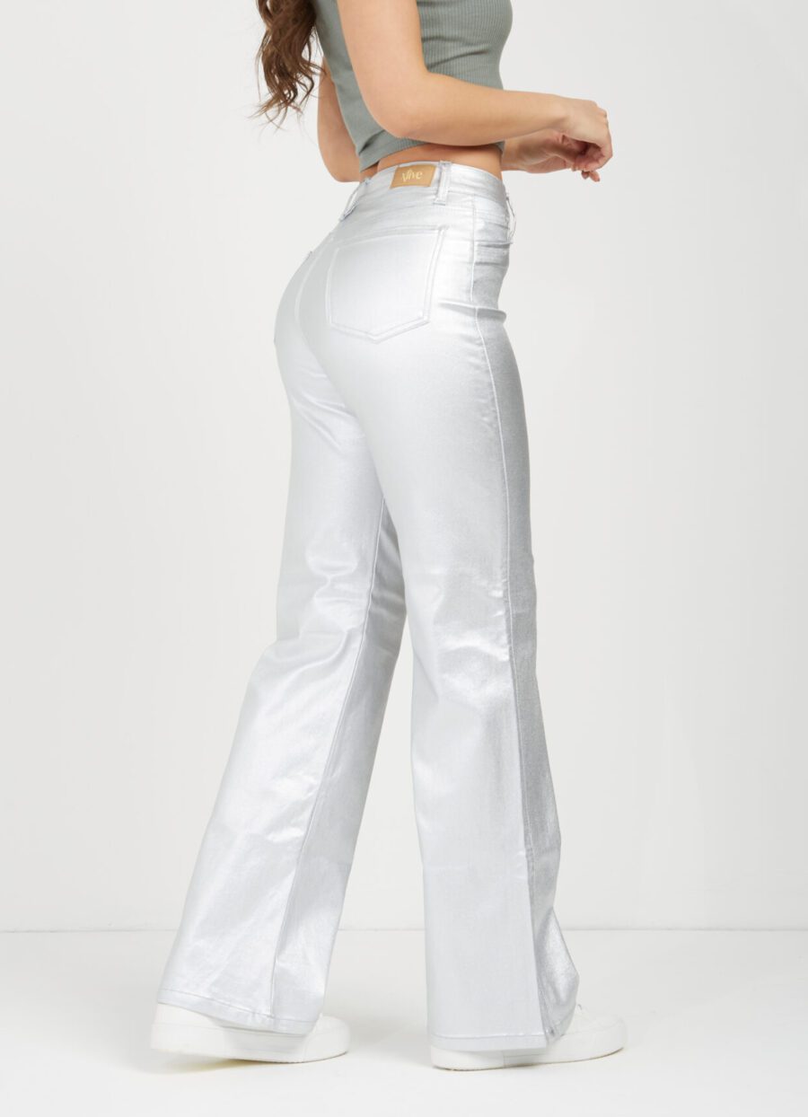 Pantalón Momfit Semi Flare Plateado Ref. Adru - Imagen 8