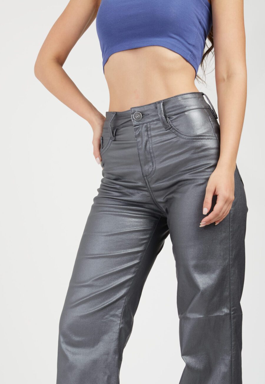 Pantalón Momfit Semi Flare Plomo Ref. Adru - Imagen 3