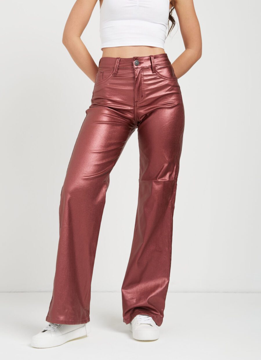 Pantalón Momfit Semi Flare Vinotinto Ref. Adru - Imagen 3