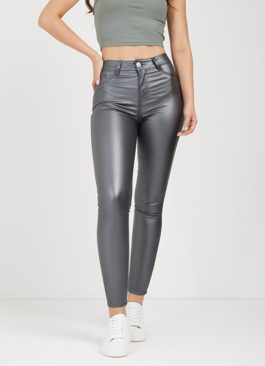 Pantalón Skinny Cuerina Plomo Ref. Later