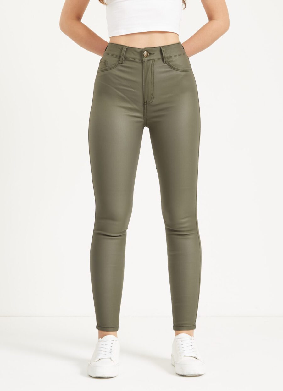 Pantalón Skinny Cuerina Verde Ref. Myr - Imagen 3