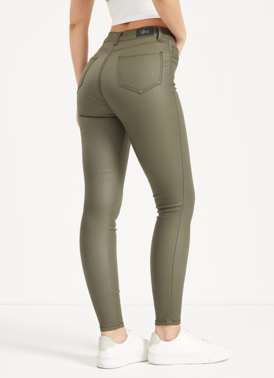 Pantalón Skinny Cuerina Verde Ref. Myr - Imagen 4