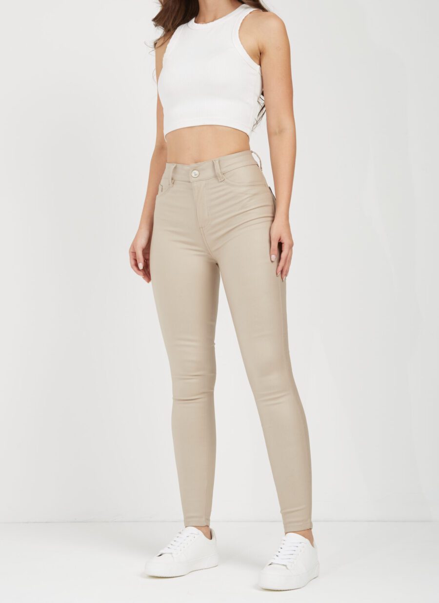 Pantalón Skinny Cuerina Beige Ref. Myr