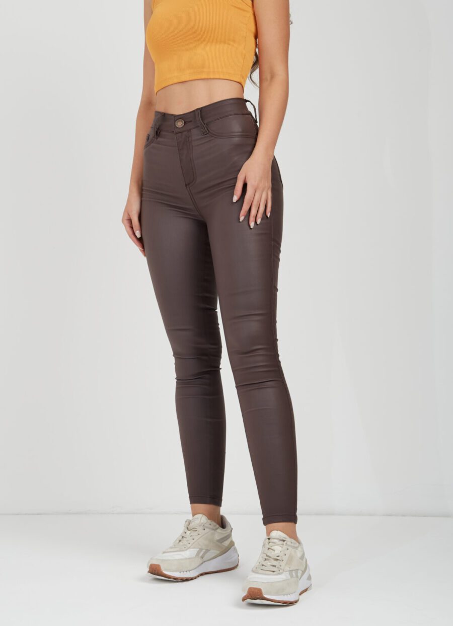 Pantalón Skinny Cuerina Café Osc Ref. Myr - Imagen 3
