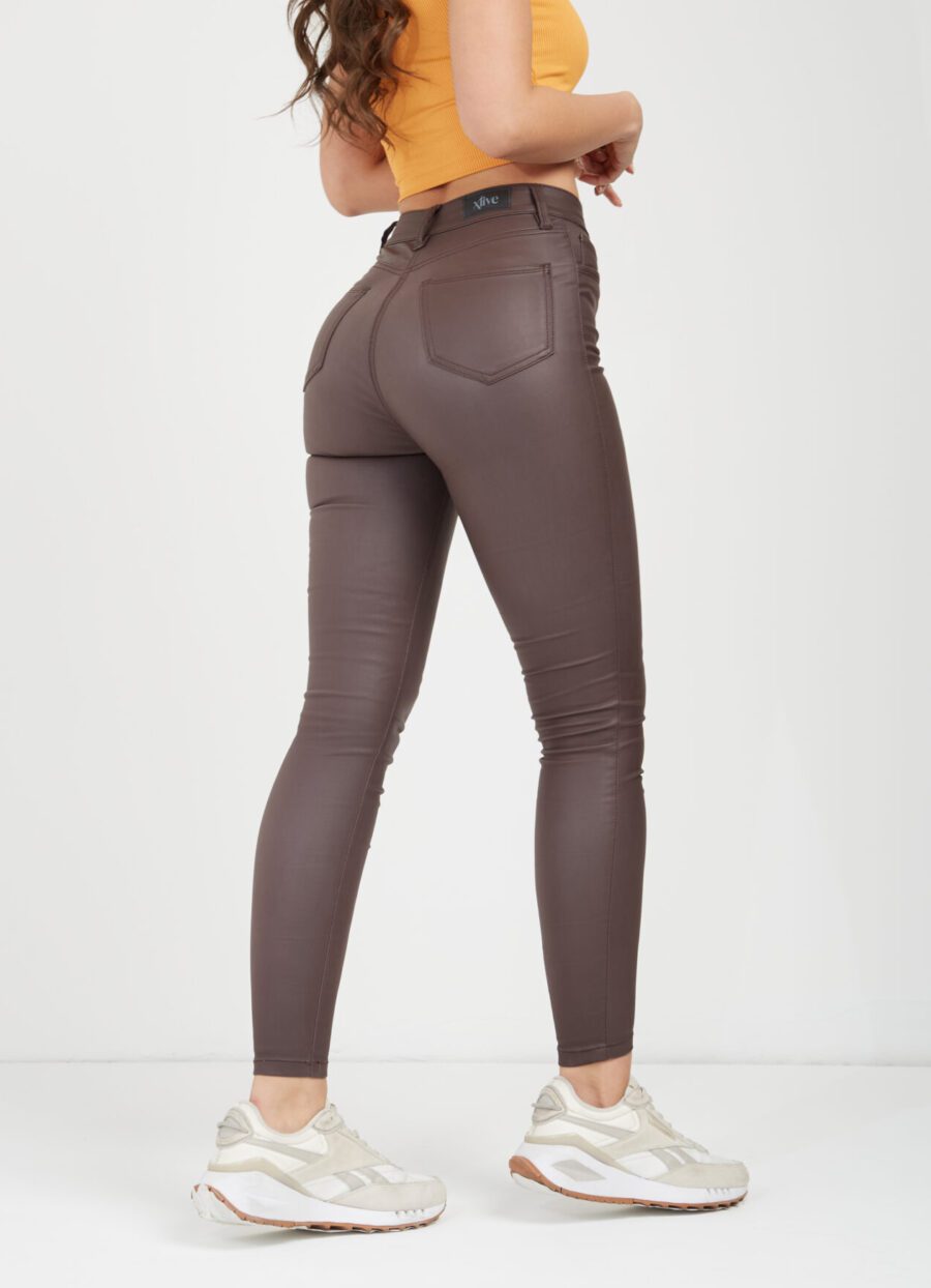 Pantalón Skinny Cuerina Café Osc Ref. Myr - Imagen 2