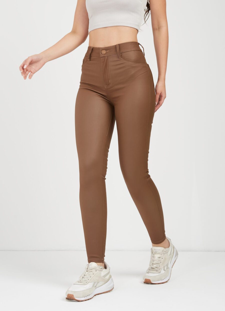 Pantalón Skinny Cuerina Café Clr Ref. Myr - Imagen 3