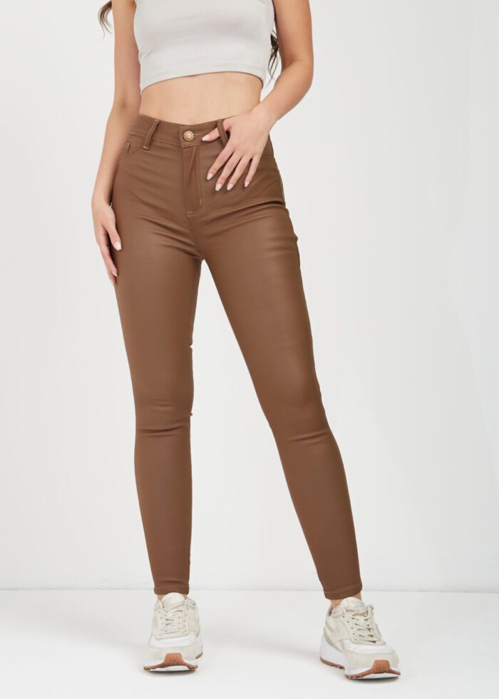 Pantalón Skinny Cuerina Café Clr Ref. Myr