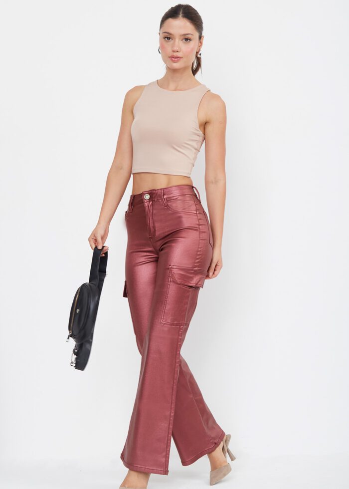 Pantalón Semi Flare Cargo Vinotinto Ref. Pam
