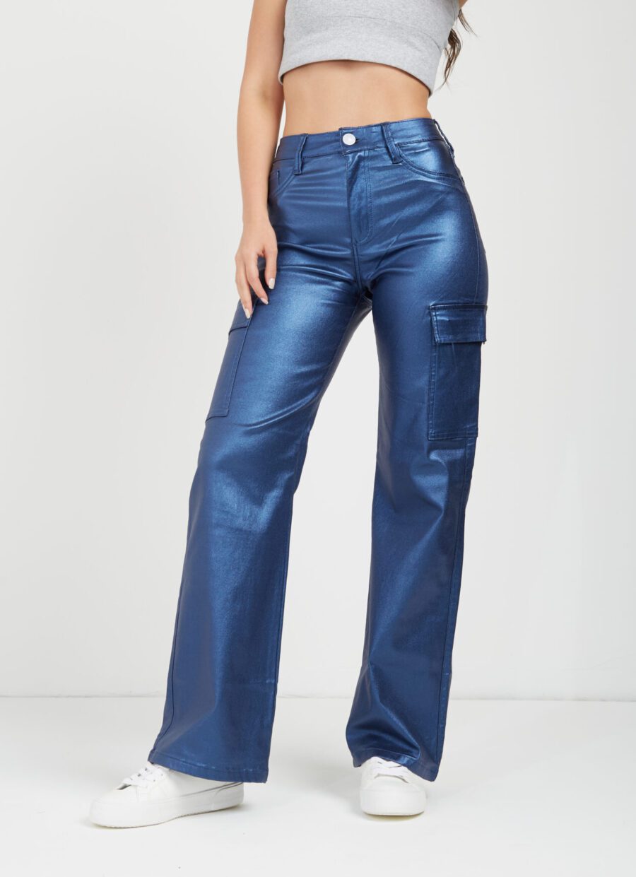 Pantalón Semi Flare Cargo Azul Ref. Pam - Imagen 8