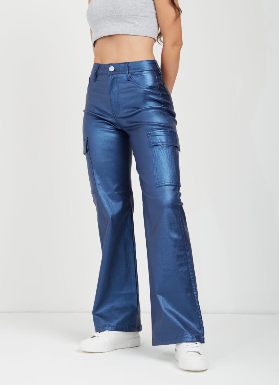 Pantalón Semi Flare Cargo Azul Ref. Pam - Imagen 5