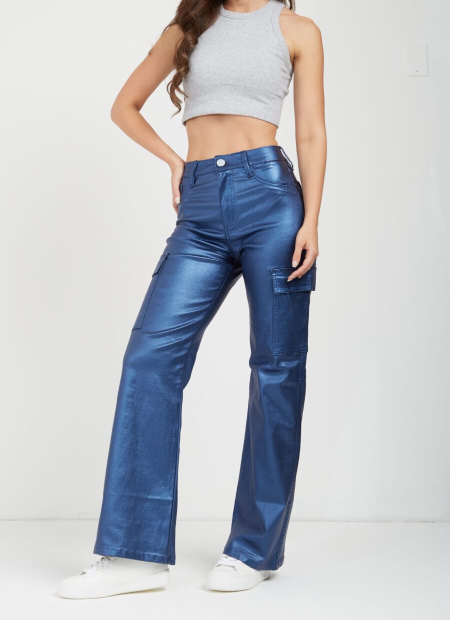 Pantalón Semi Flare Cargo Azul Ref. Pam - Imagen 4