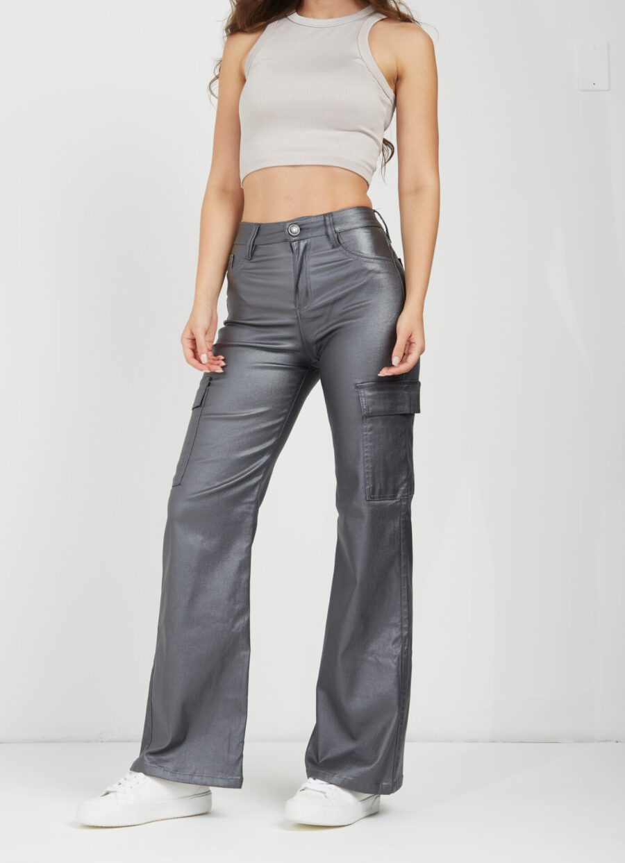 Pantalón Semi Flare Cargo Plomo Ref. Pam