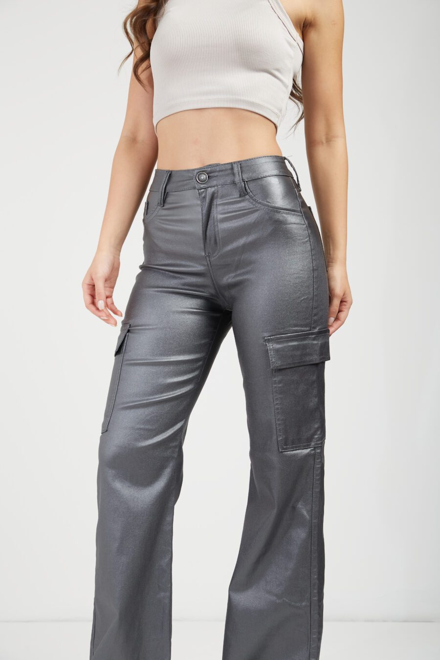 Pantalón Semi Flare Cargo Plomo Ref. Pam - Imagen 4