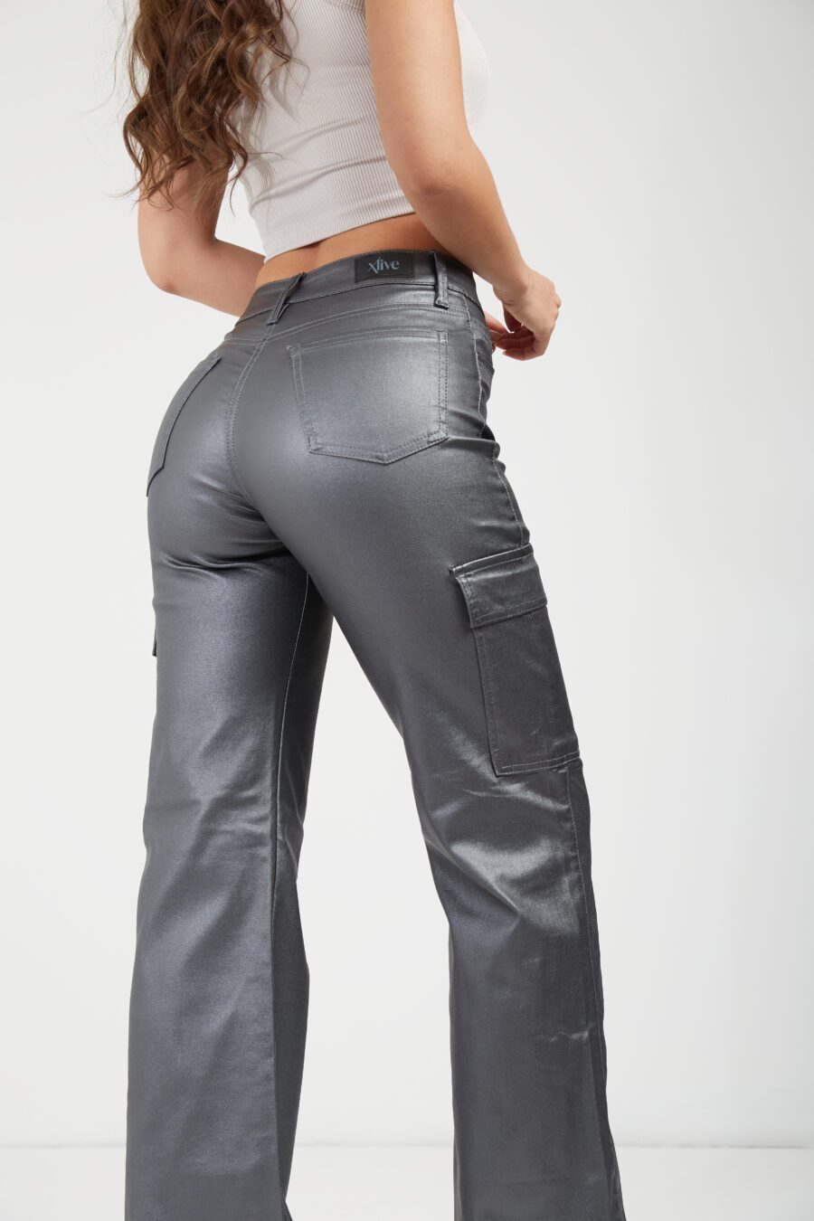 Pantalón Semi Flare Cargo Plomo Ref. Pam - Imagen 5