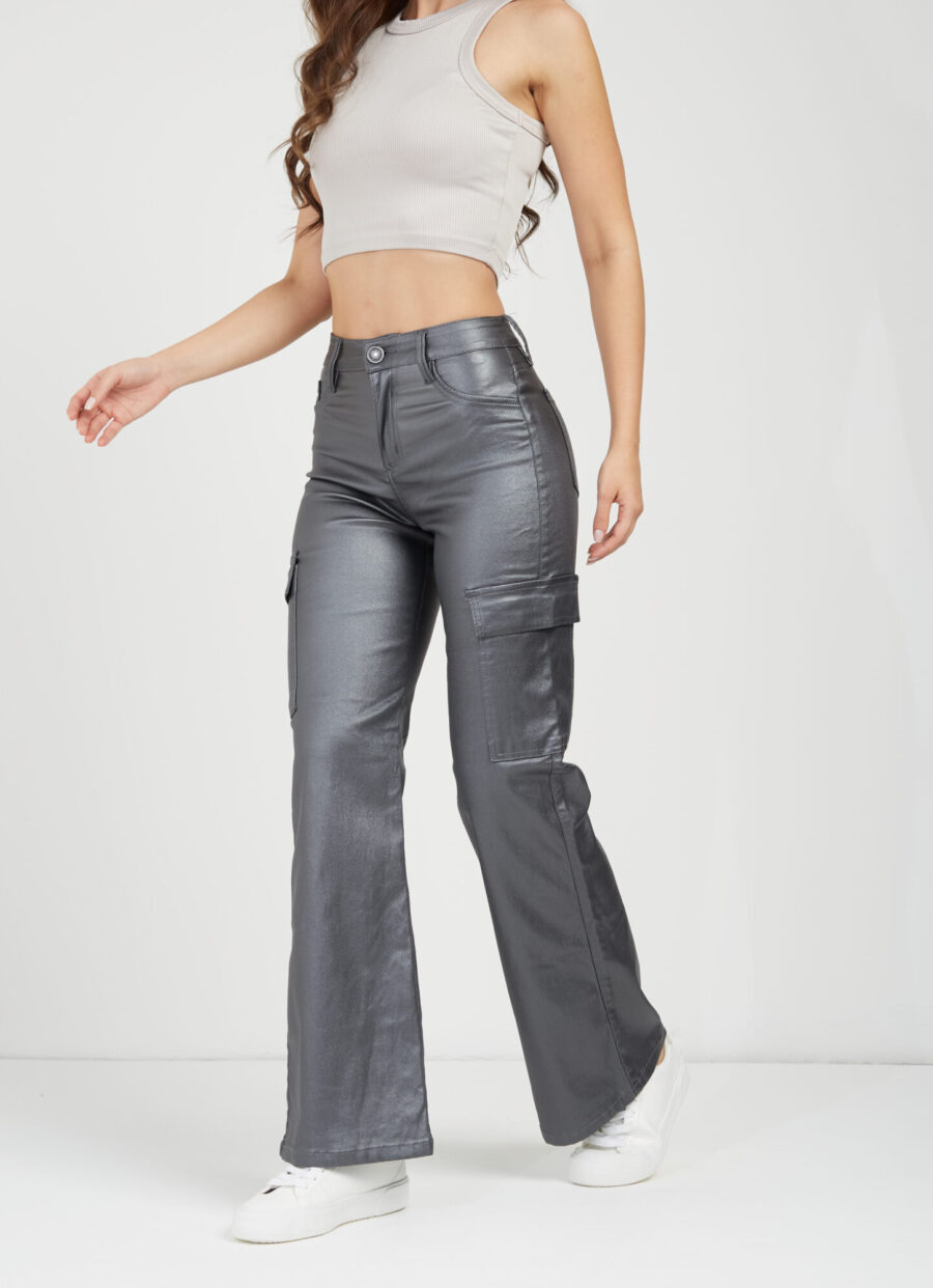 Pantalón Semi Flare Cargo Plomo Ref. Pam - Imagen 3