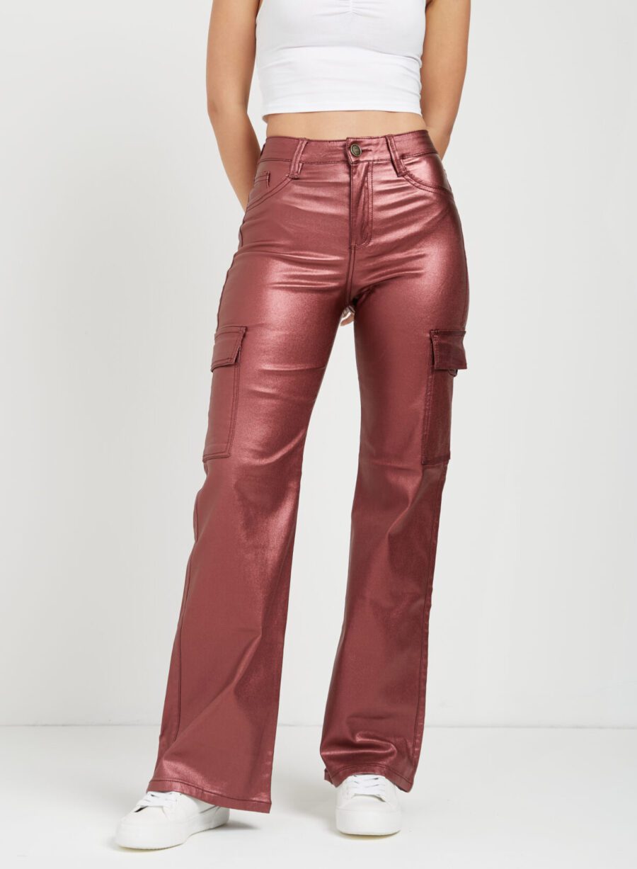 Pantalón Semi Flare Cargo Vinotinto Ref. Pam - Imagen 7