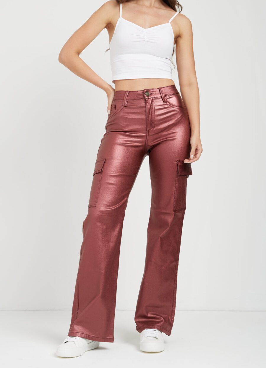 Pantalón Semi Flare Cargo Vinotinto Ref. Pam - Imagen 4