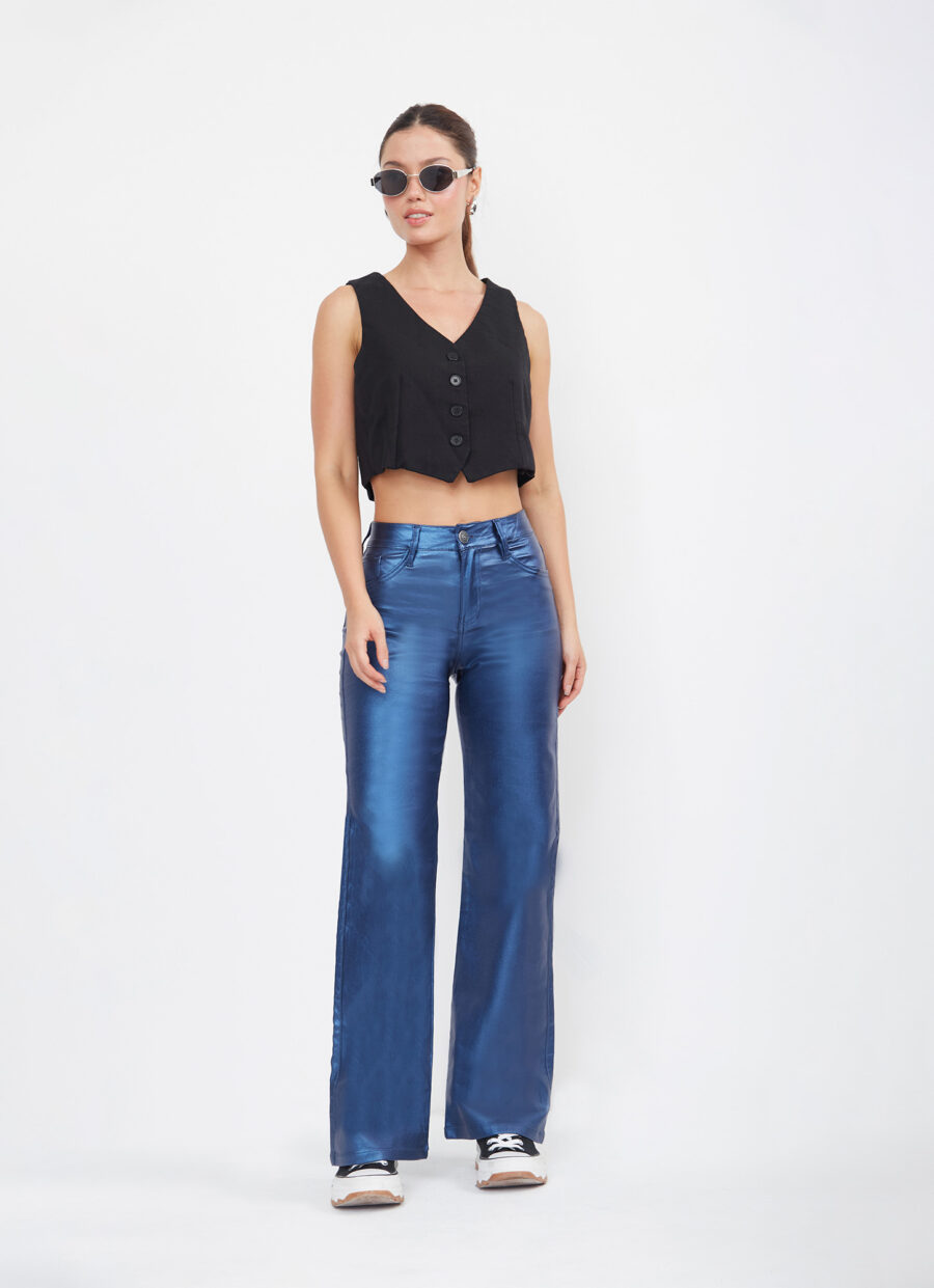 Pantalón Momfit Semi Flare Azul Ref. Adru - Imagen 3