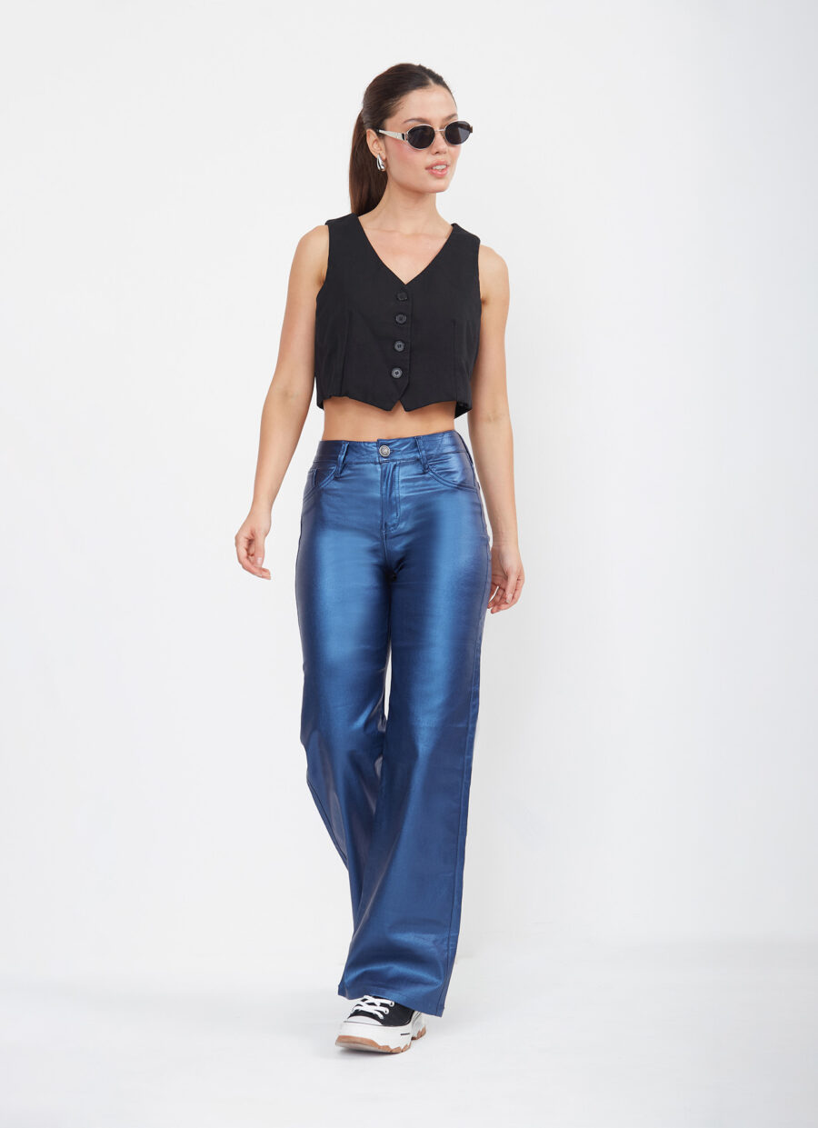 Pantalón Momfit Semi Flare Azul Ref. Adru